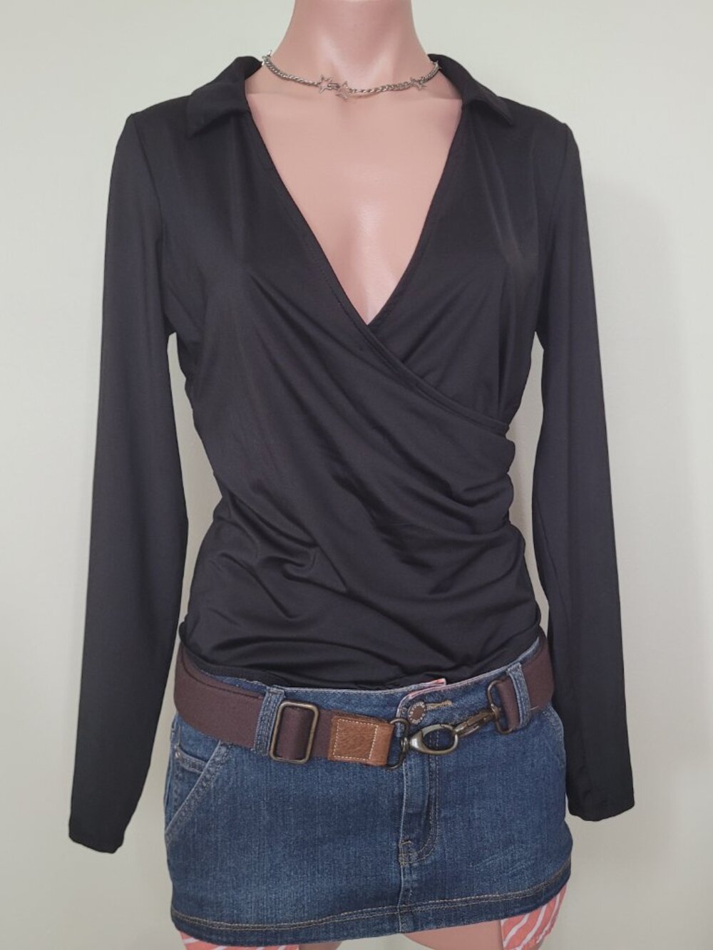 Guess Collar Wrap Long-Sleeve Bodysuit